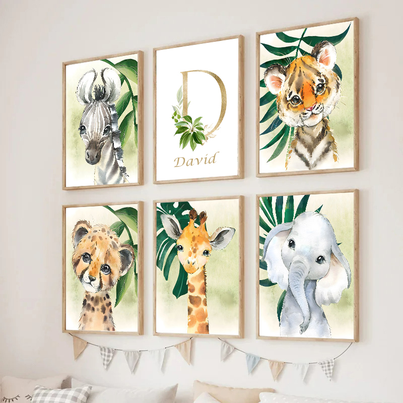 Gold Kids Name Poster Jungle A - Baby Nursery Jungle ulasan dan harga