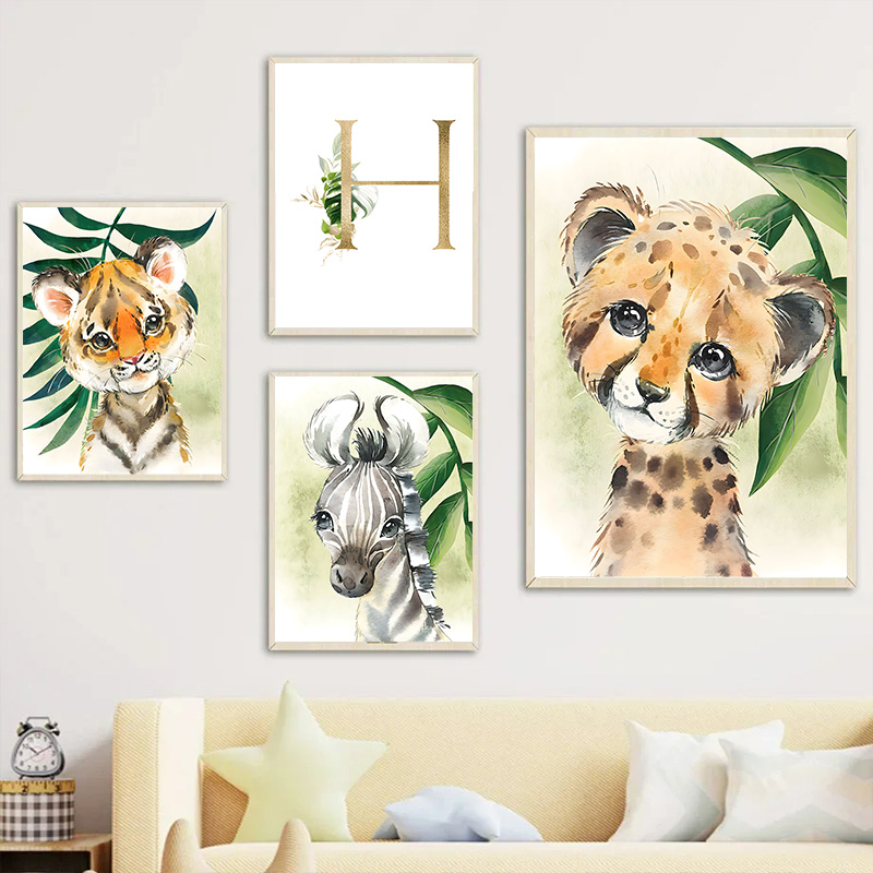 Gold Kids Name Poster Jungle A - Baby Nursery Jungle ulasan dan harga