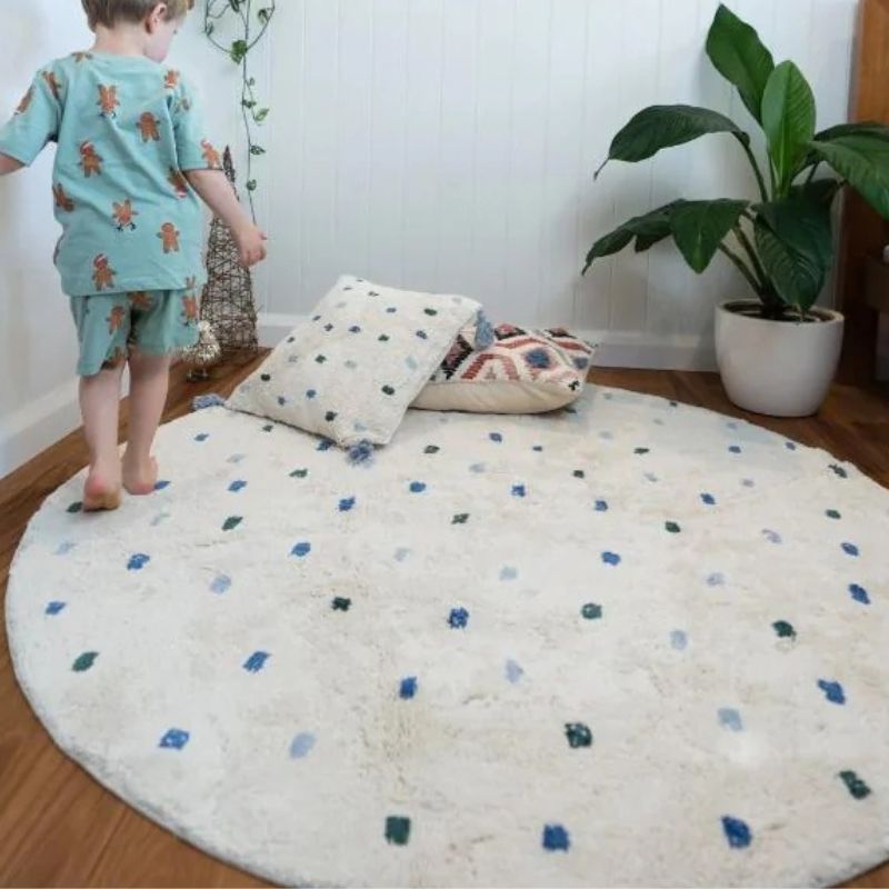 Dot Fluffy Carpet Living Room  - Baby Nursery Fabric ulasan dan harga