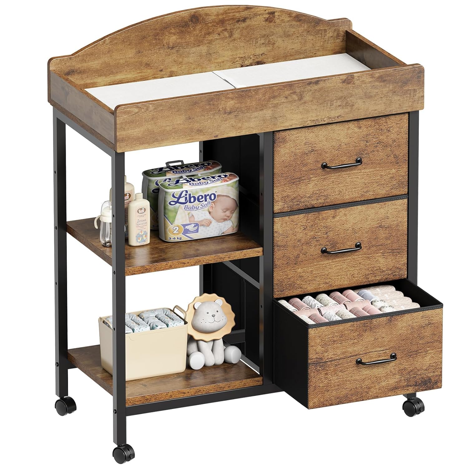 Rustic Brown Baby Changing Tab - Baby Nursery Dresser Changing Table ulasan dan harga