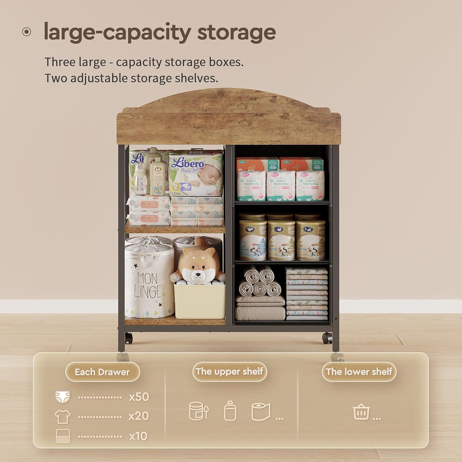 Rustic Brown Baby Changing Tab - Baby Nursery Dresser Changing Table ulasan dan harga