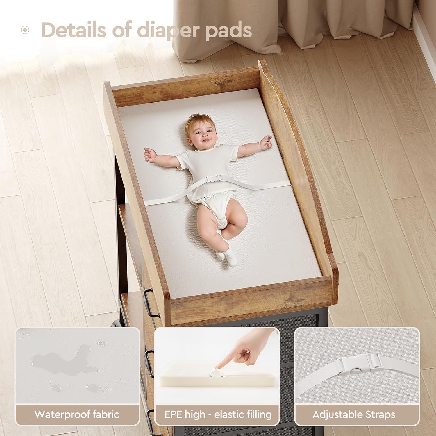Rustic Brown Baby Changing Tab - Baby Nursery Dresser Changing Table ulasan dan harga