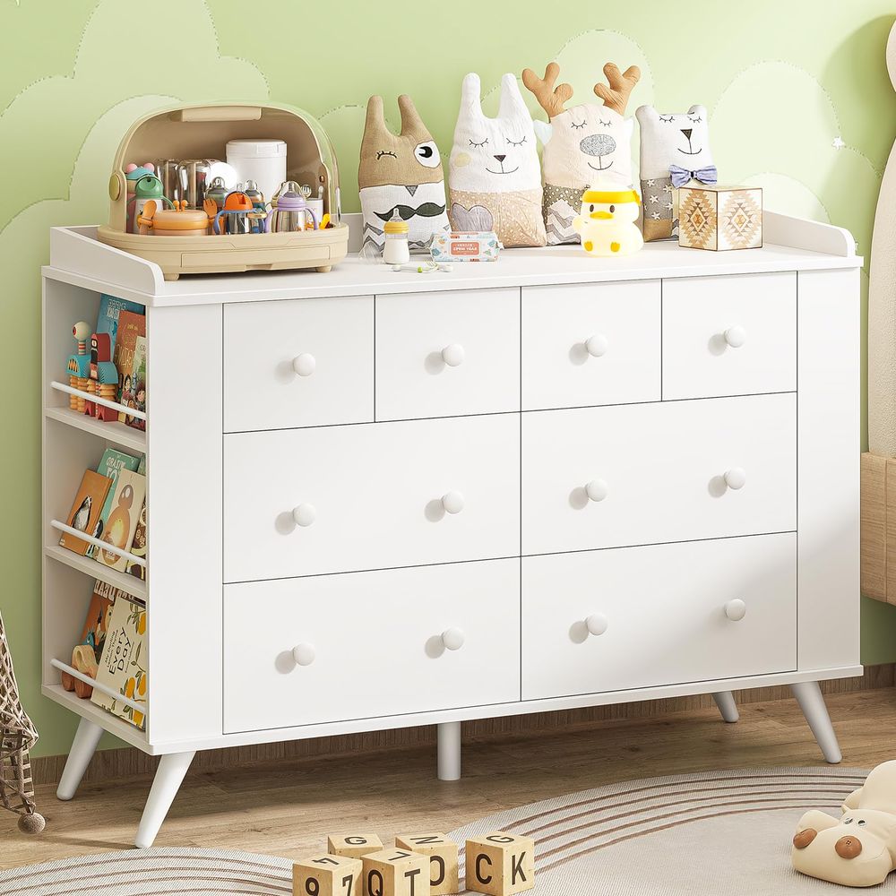 Kids Dresser Cabinet with 8 Dr - Baby Nursery Dresser Changing Table ulasan dan harga
