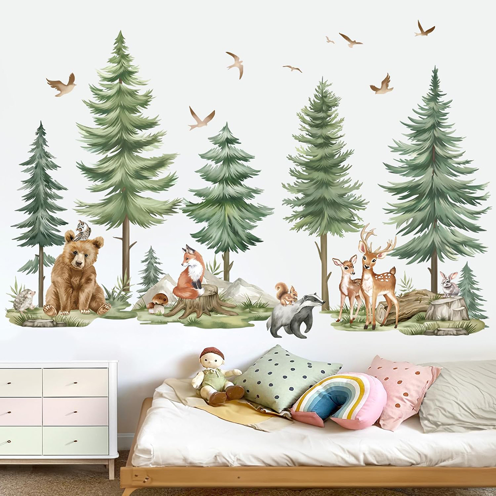 Large Mountain PineTree Wall S - Baby Nursery Jungle ulasan dan harga