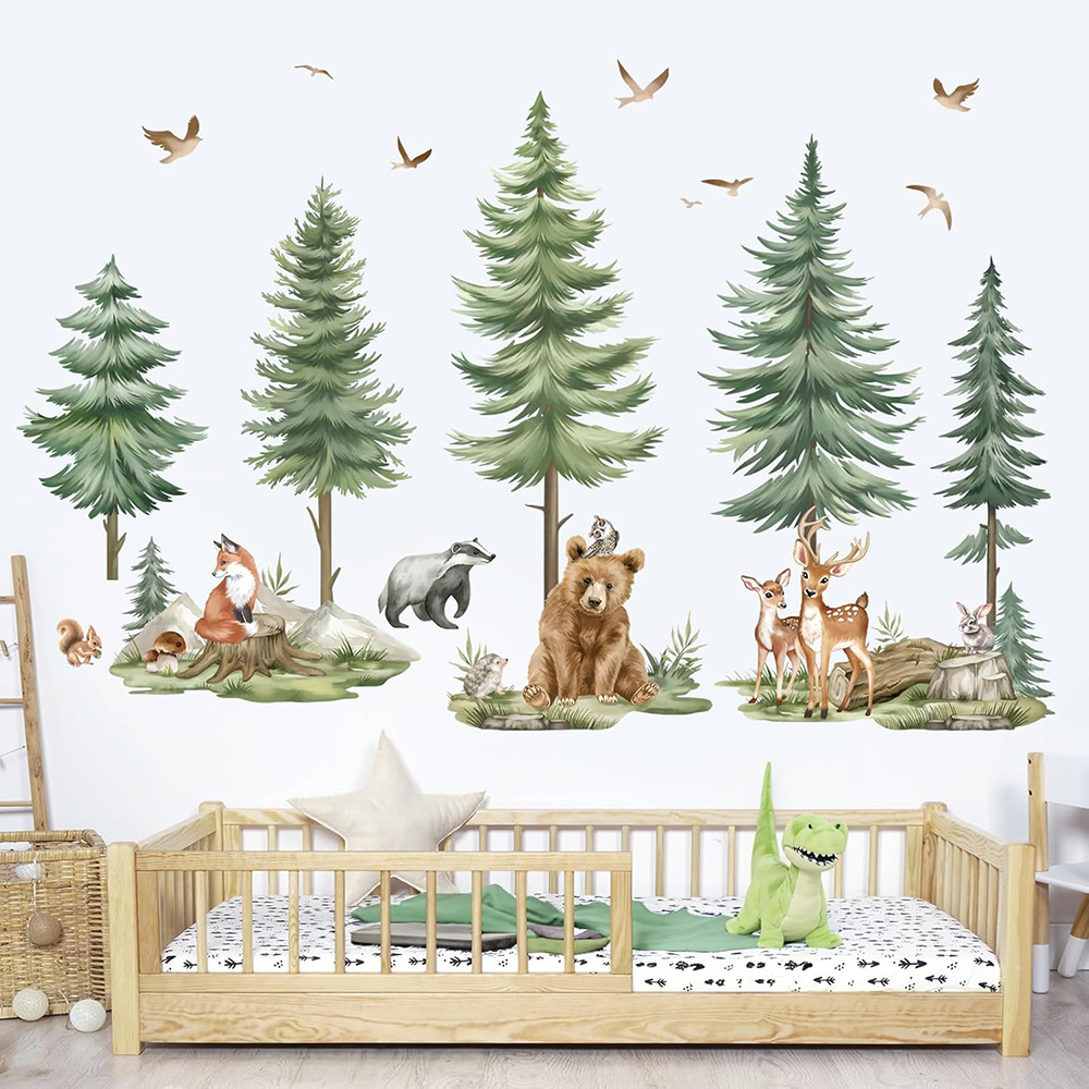 Large Mountain PineTree Wall S - Baby Nursery Jungle ulasan dan harga