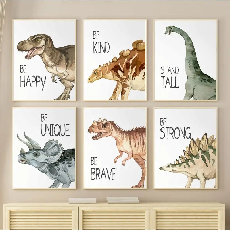 Watercolor Dinosaur Poster Nur - Baby Nursery Wall ulasan dan harga