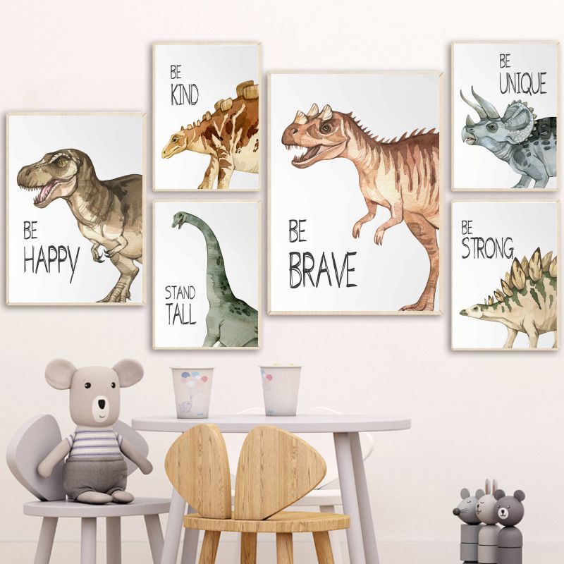 Watercolor Dinosaur Poster Nur - Baby Nursery Wall ulasan dan harga