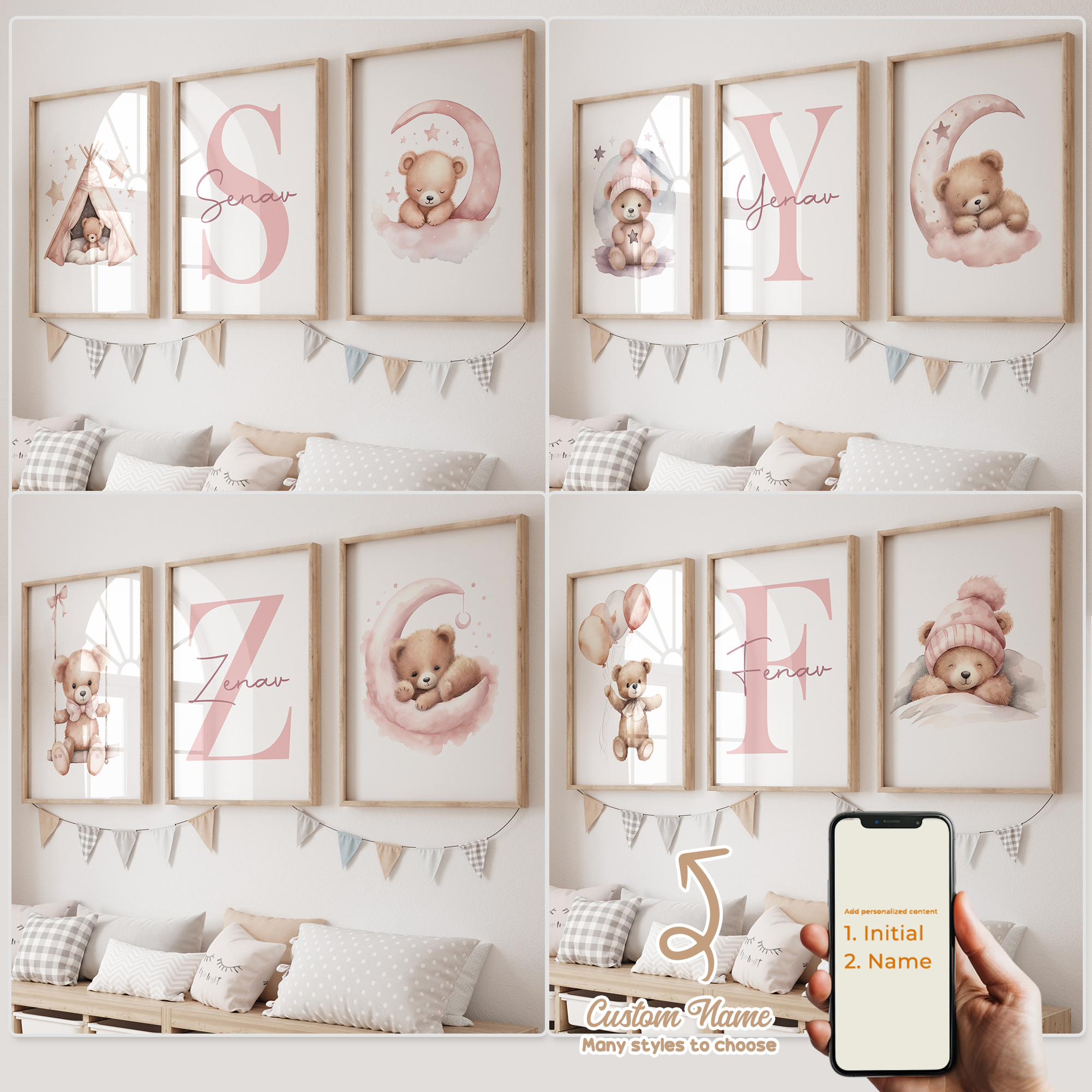 3pcs Personalized Custom Name  - Baby Nursery Wall Decor ulasan dan harga