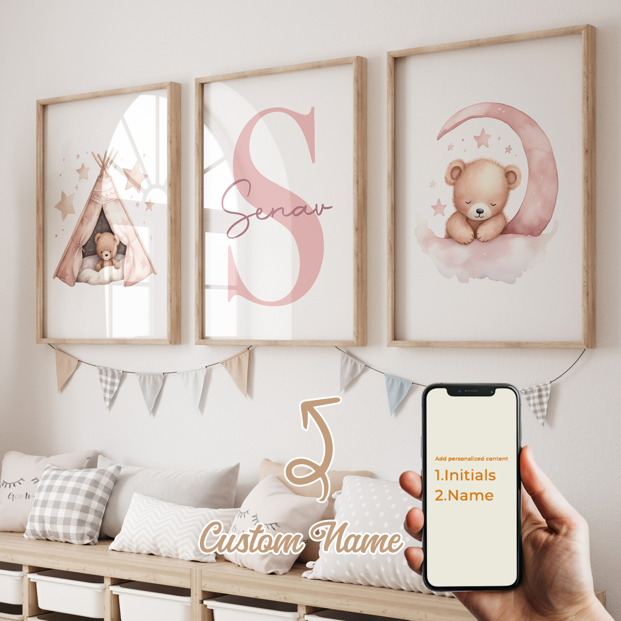 3pcs Personalized Custom Name  - Baby Nursery Wall Decor ulasan dan harga