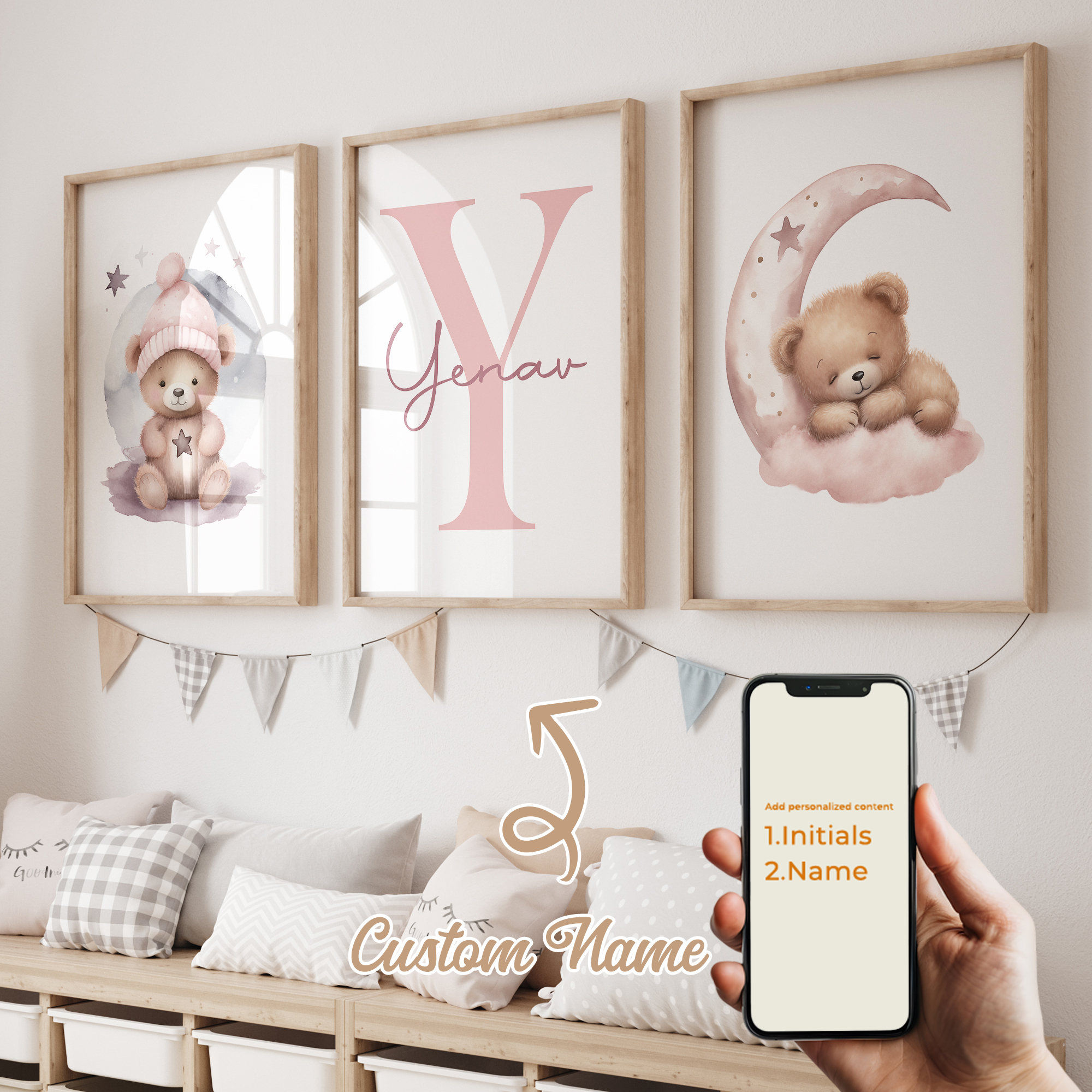 3pcs Personalized Custom Name  - Baby Nursery Wall Decor ulasan dan harga