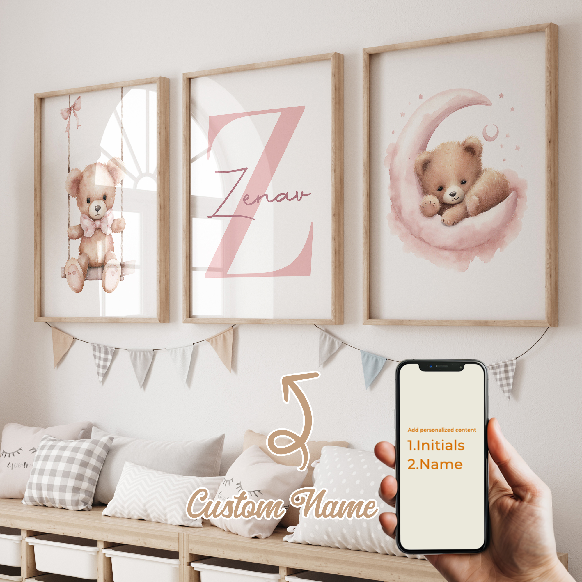 3pcs Personalized Custom Name  - Baby Nursery Wall Decor ulasan dan harga
