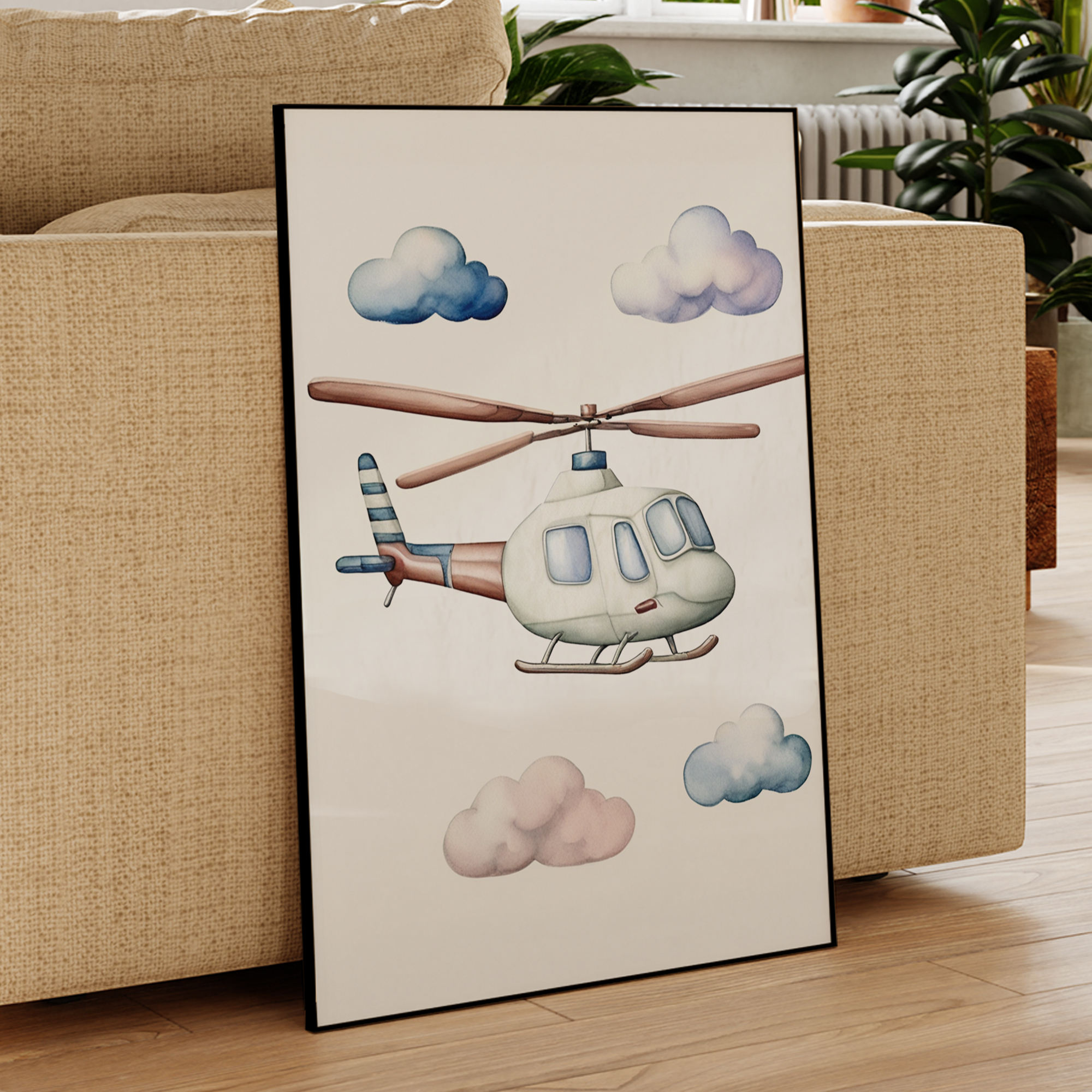 Cartoon Children Airplane Heli - Baby Nursery Wall Decor ulasan dan harga