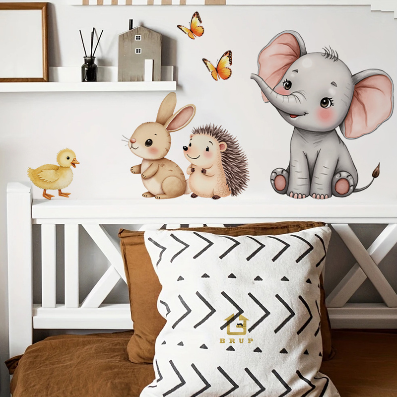 Cartoon Animal Wall Sticker -  - Baby Nursery Wall ulasan dan harga
