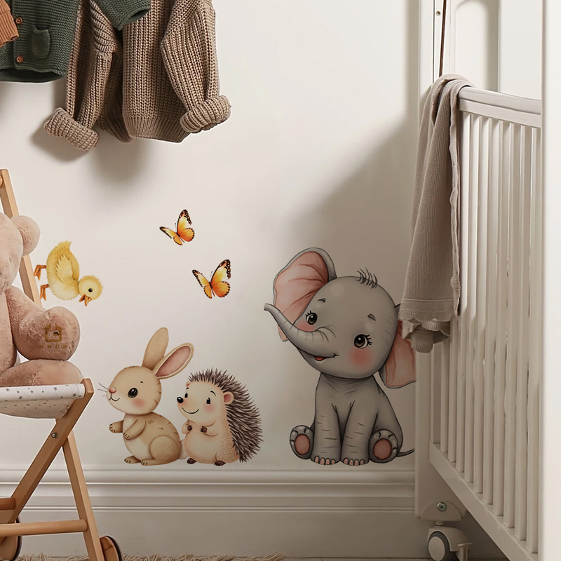 Cartoon Animal Wall Sticker -  - Baby Nursery Wall ulasan dan harga