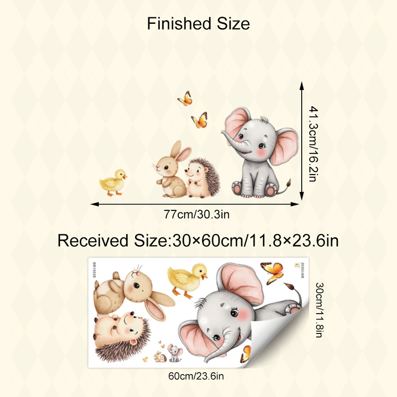Cartoon Animal Wall Sticker -  - Baby Nursery Wall ulasan dan harga