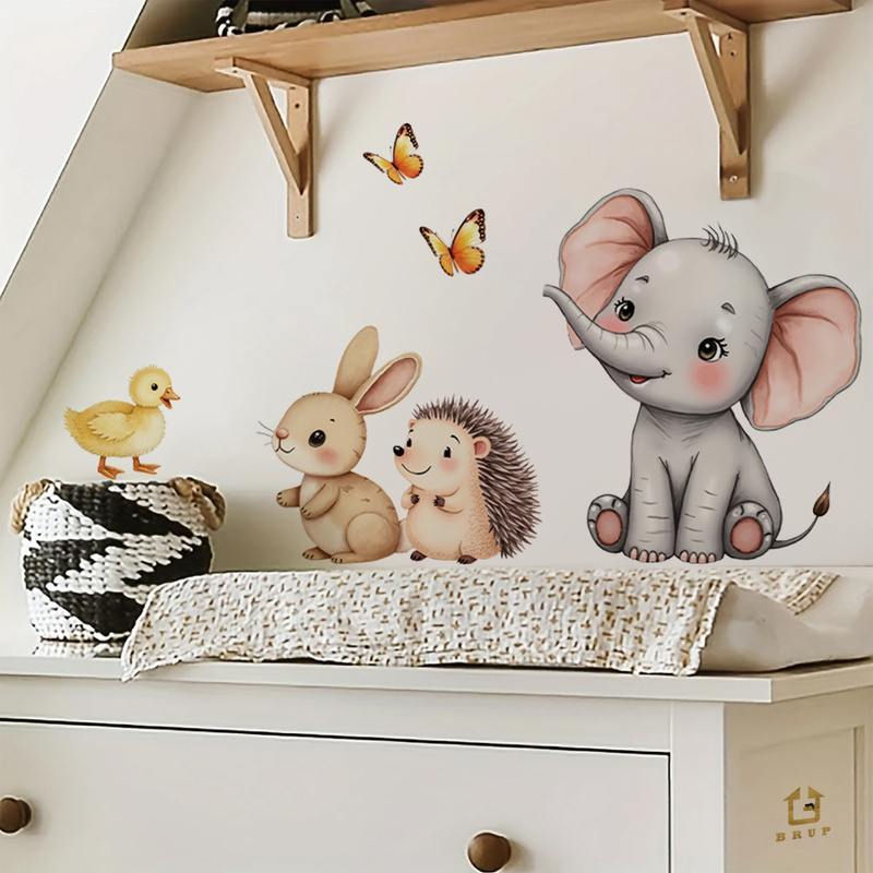 Cartoon Animal Wall Sticker -  - Baby Nursery Wall ulasan dan harga