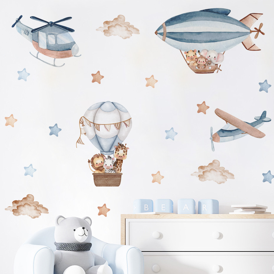 Watercolor Animals Hot Air Bal - Baby Nursery Design ulasan dan harga