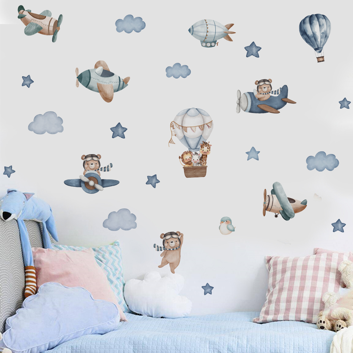 Watercolor Animals Hot Air Bal - Baby Nursery Design ulasan dan harga