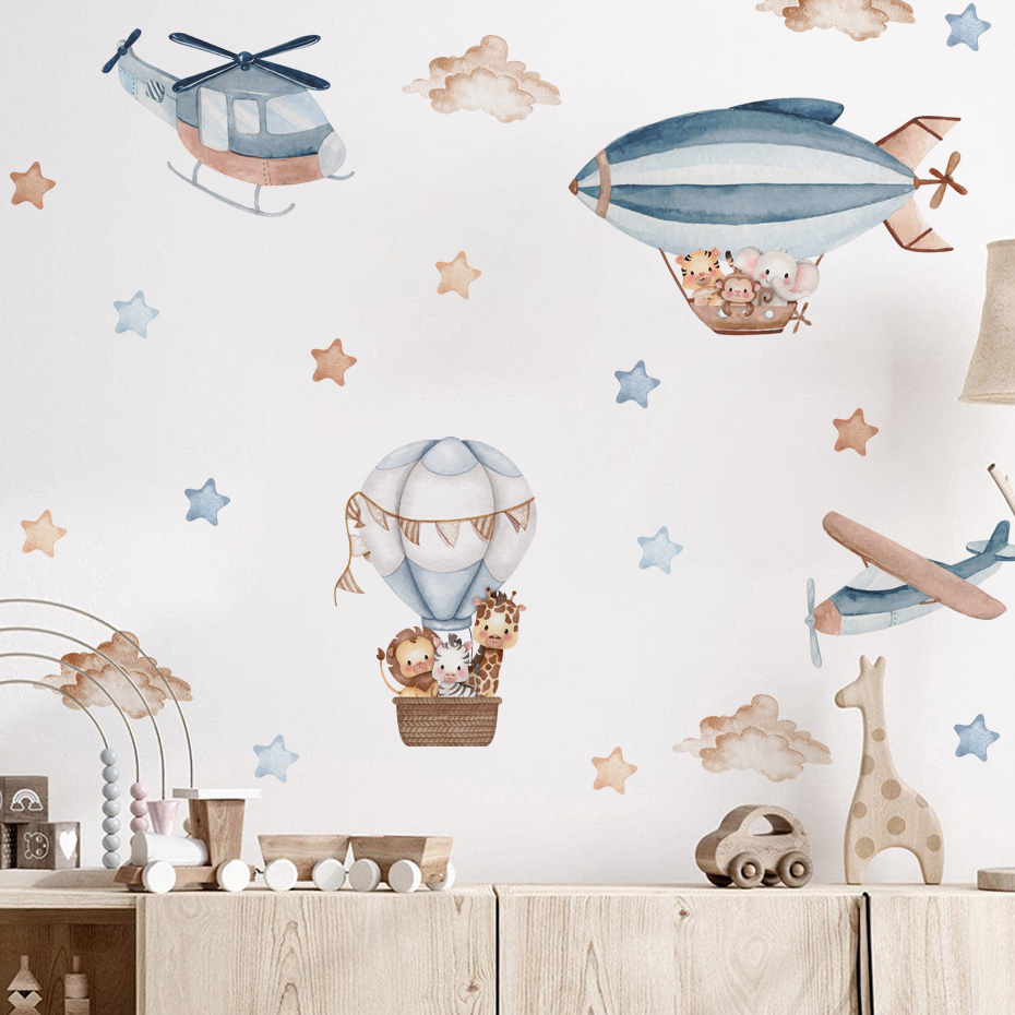 Watercolor Animals Hot Air Bal - Baby Nursery Design ulasan dan harga