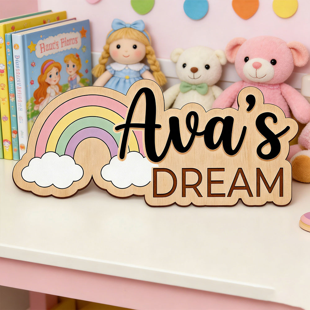 Custom Name Dreamy Rainbow Woo - Baby Nursery Themes Girl ulasan dan harga