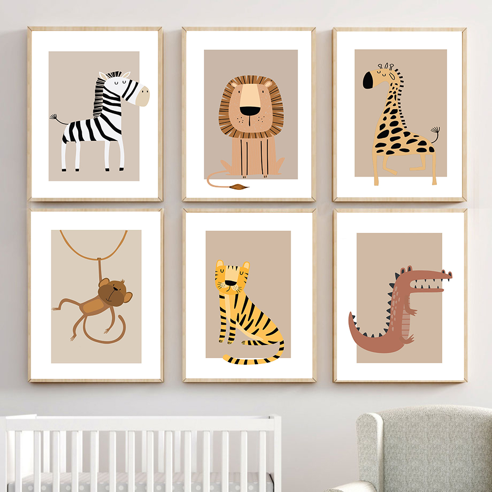 Safari Animals Lion Giraffe Ze - Baby Nursery Wall Decor ulasan dan harga
