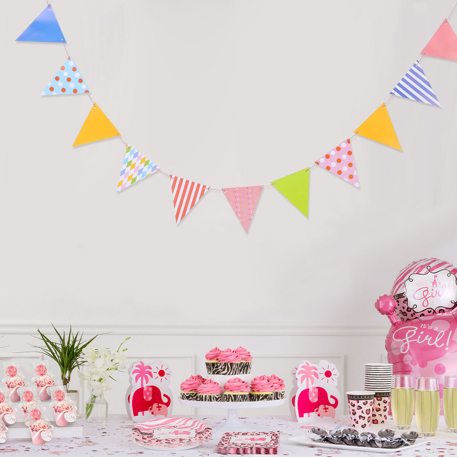 Triangle Paper Bunting Flags G - Baby Nursery Bunting ulasan dan harga