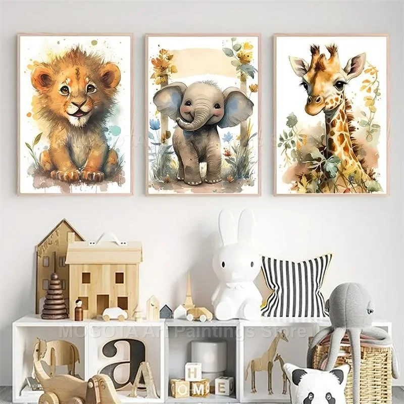 Watercolor Lion Giraffe Tiger  - Baby Nursery Design ulasan dan harga