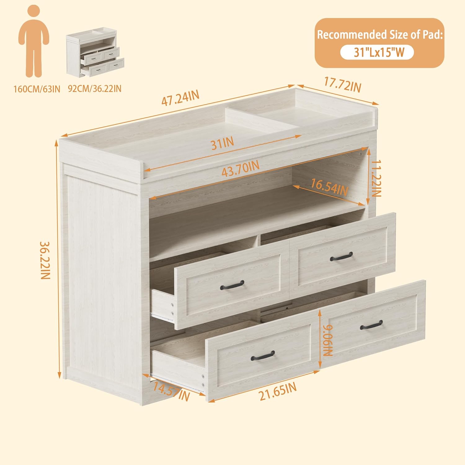 4 Drawer Nursery Dresser Chang - Baby Nursery Dresser Changing Table ulasan dan harga
