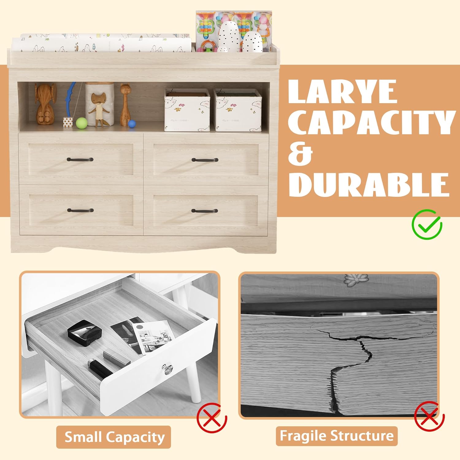 4 Drawer Nursery Dresser Chang - Baby Nursery Dresser Changing Table ulasan dan harga