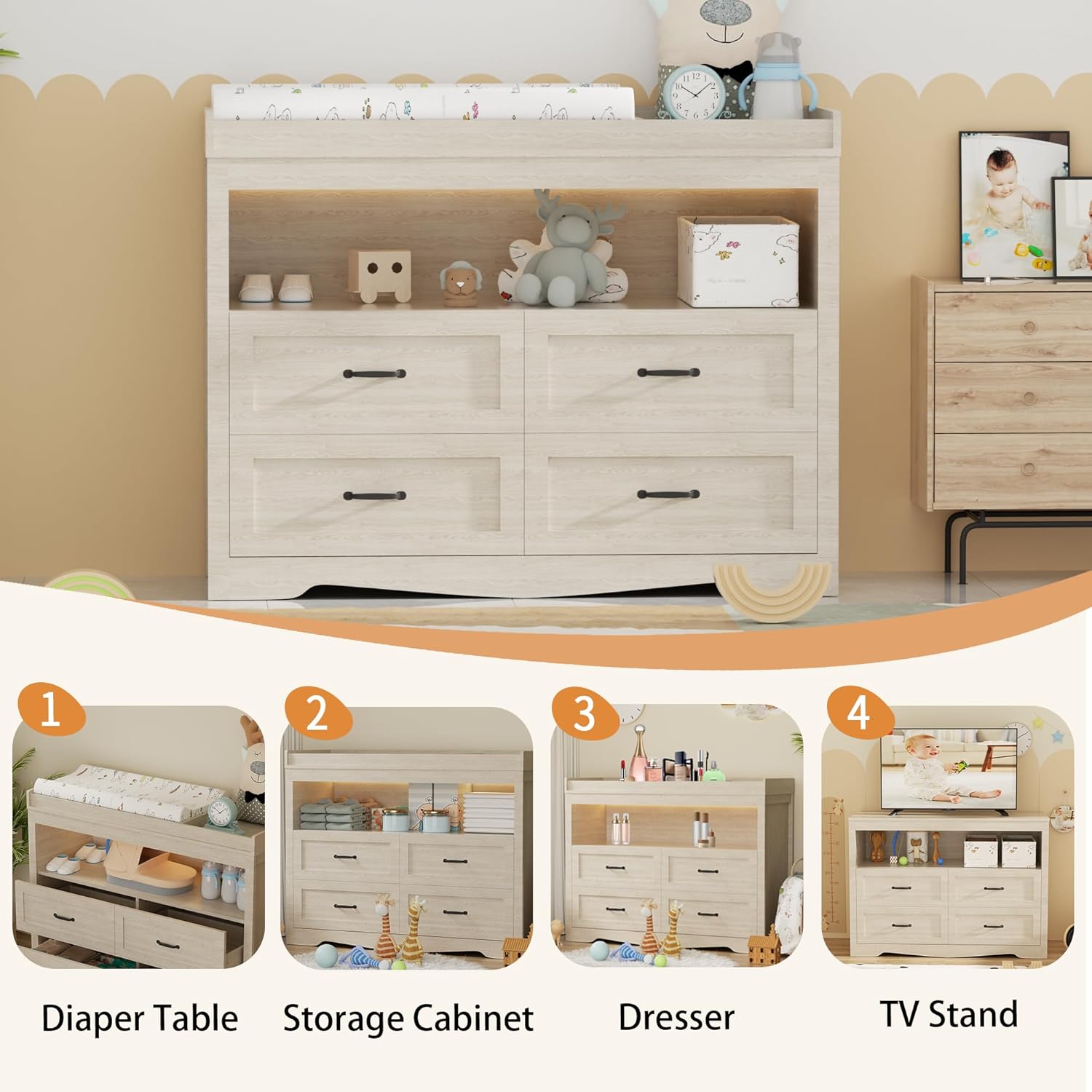 4 Drawer Nursery Dresser Chang - Baby Nursery Dresser Changing Table ulasan dan harga
