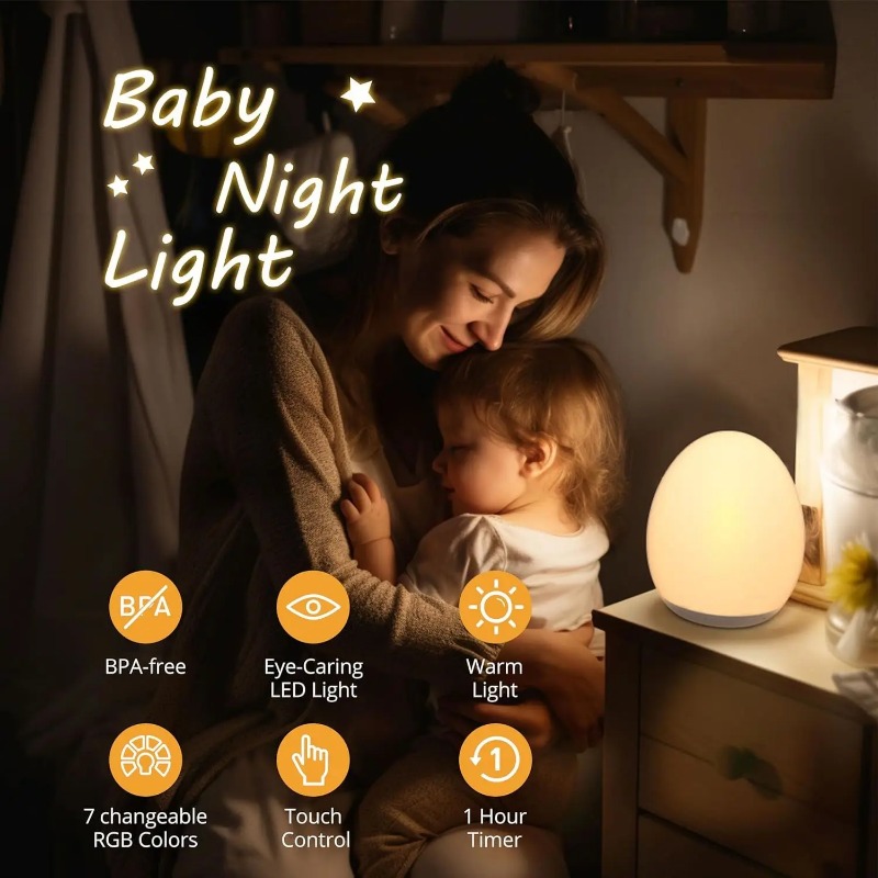 LED Dimmable Bedside Lamp Rech - Baby Nursery Egg Light ulasan dan harga
