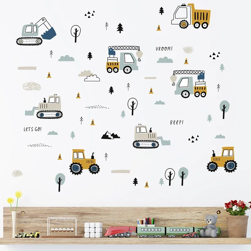 Hand Drawn Cute Cars Cargo Tru - Baby Nursery Design ulasan dan harga