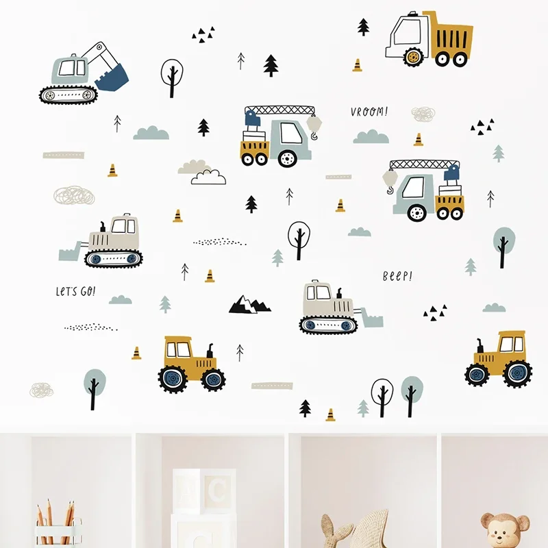 Hand Drawn Cute Cars Cargo Tru - Baby Nursery Design ulasan dan harga