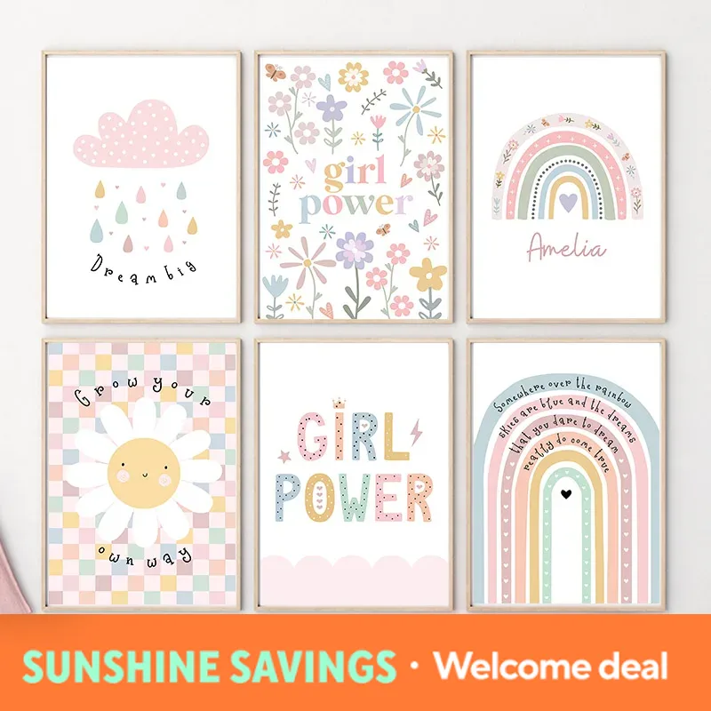 Sun Flower Rainbow Cloud Heart - Baby Nursery Wall ulasan dan harga