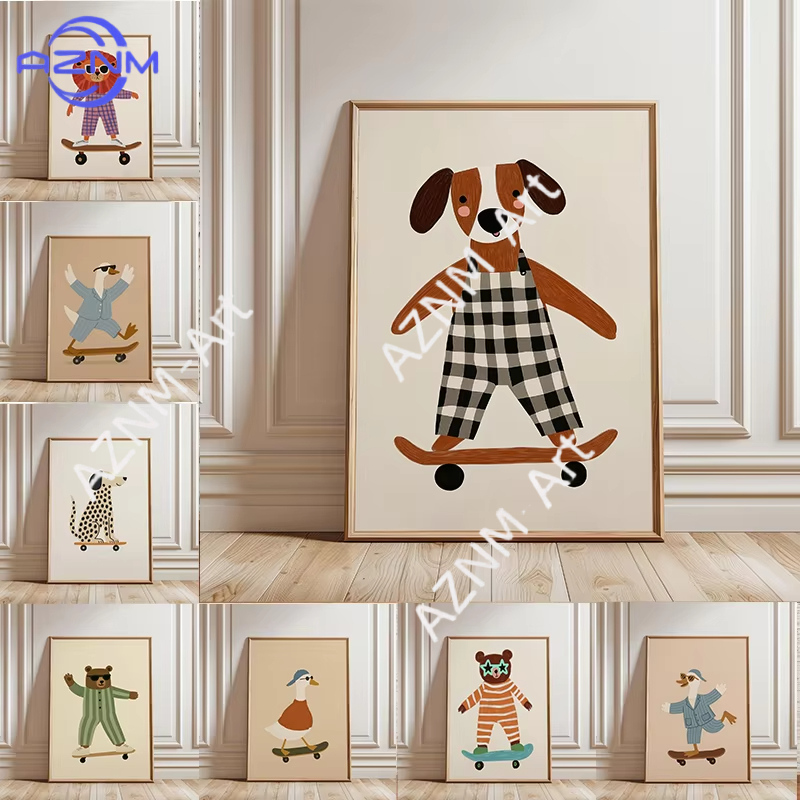 1PC Funny Animal Skateboarding - Baby Nursery Design ulasan dan harga