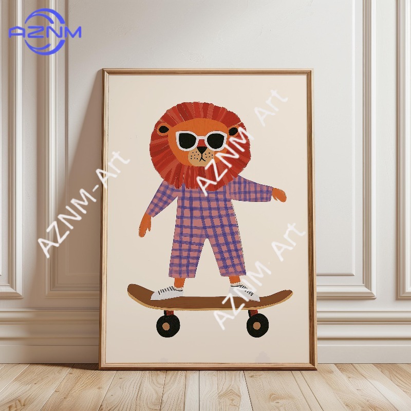 1PC Funny Animal Skateboarding - Baby Nursery Design ulasan dan harga