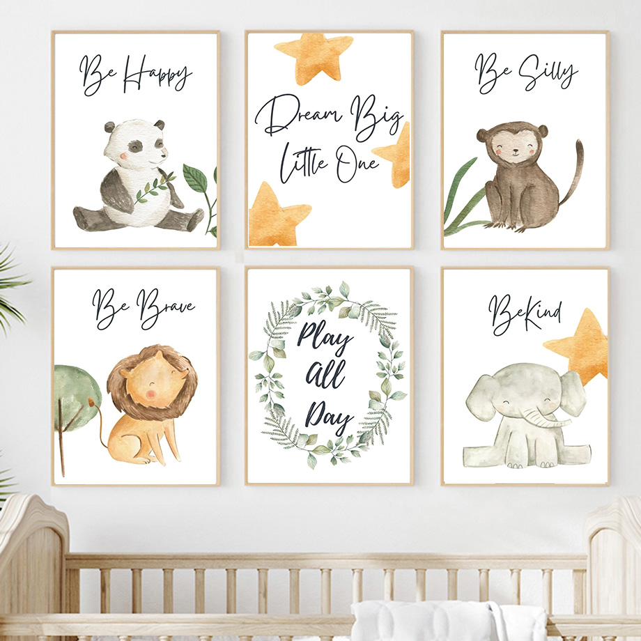 Neutral Jungle Nursery Wall Ar - Baby Nursery Jungle ulasan dan harga