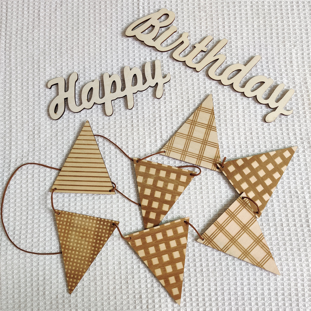 Nordic Wooden Triangle Flag Wa - Baby Nursery Bunting ulasan dan harga