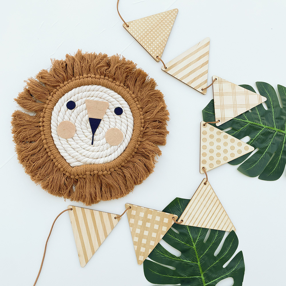 Nordic Wooden Triangle Flag Wa - Baby Nursery Bunting ulasan dan harga