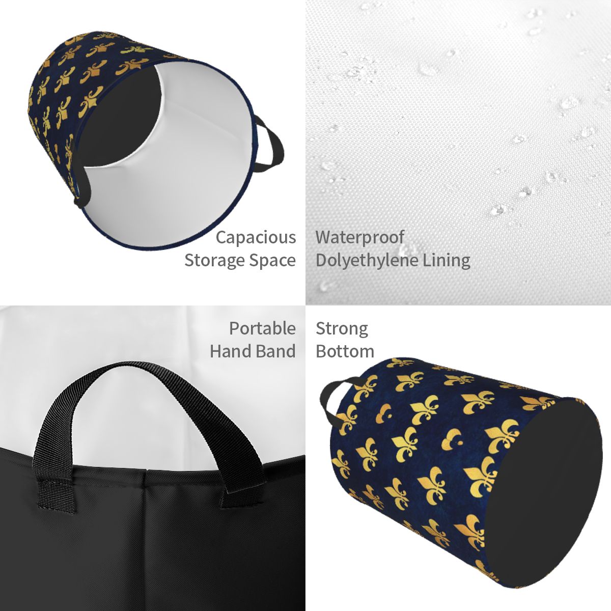 Royal Gold Blue Grunge Fleur D - Baby Nursery Laundry Basket ulasan dan harga