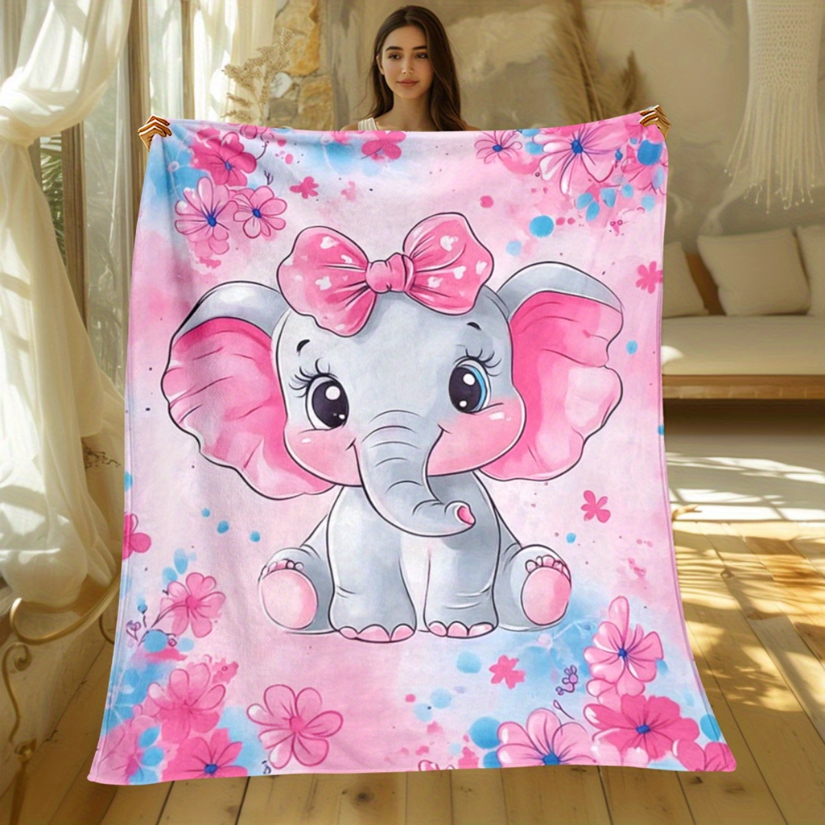 1pc Cute Pink Elephant with Bo - Baby Nursery Themes Girl ulasan dan harga