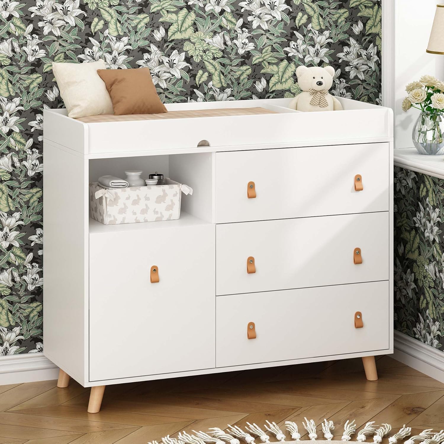 Baby Dresser Changing Table wi - Baby Nursery Laundry Basket ulasan dan harga