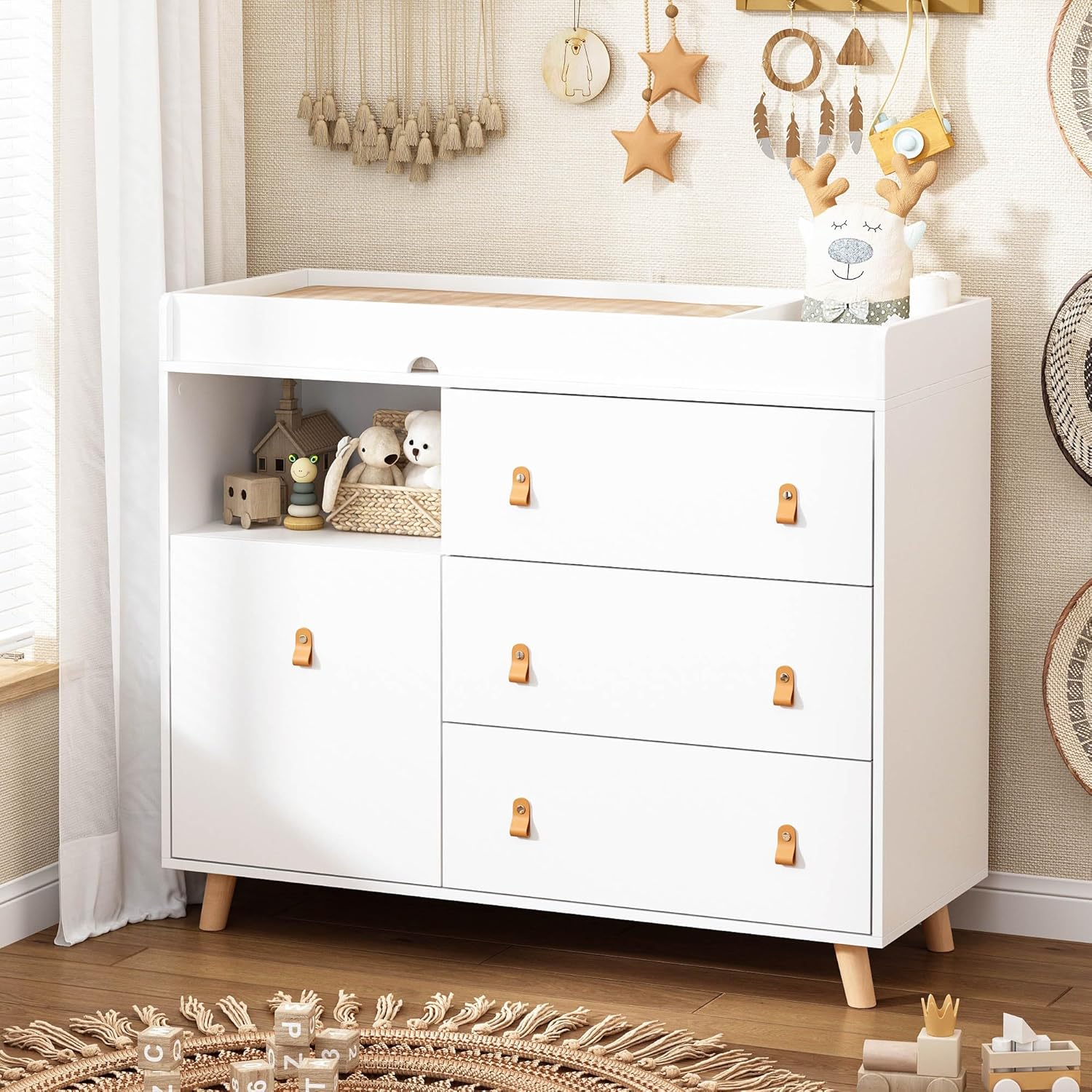 Baby Dresser Changing Table wi - Baby Nursery Laundry Basket ulasan dan harga