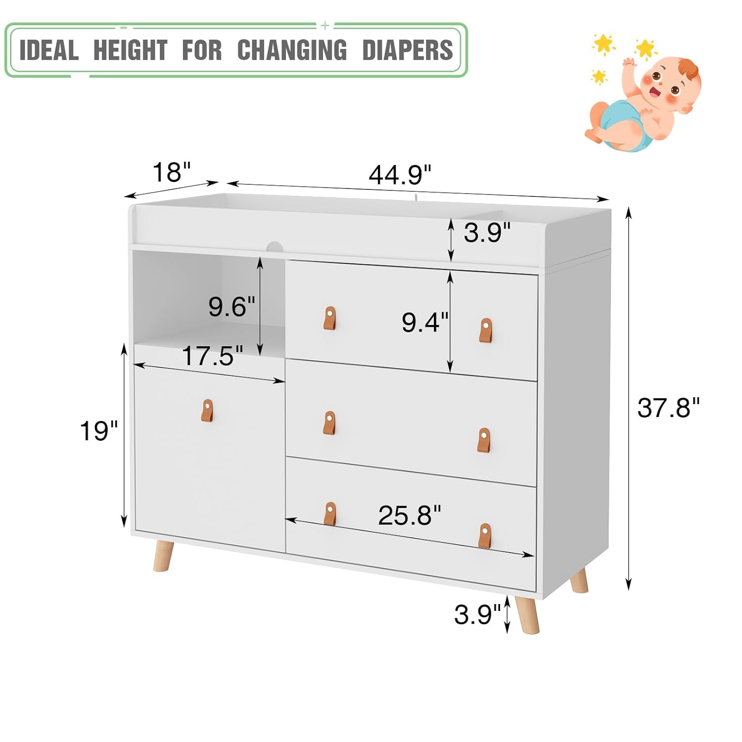 Baby Dresser Changing Table wi - Baby Nursery Laundry Basket ulasan dan harga