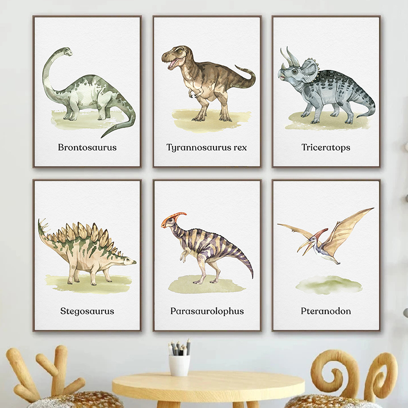 Watercolor Dinosaur Poster Nur - Baby Nursery Fabric ulasan dan harga