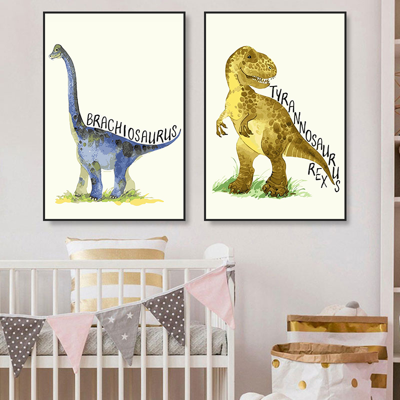 Watercolor Dinosaur Poster Nur - Baby Nursery Fabric ulasan dan harga
