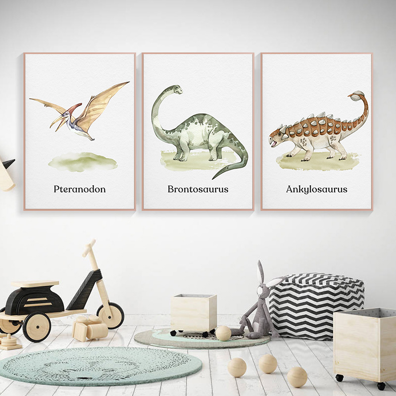Watercolor Dinosaur Poster Nur - Baby Nursery Fabric ulasan dan harga