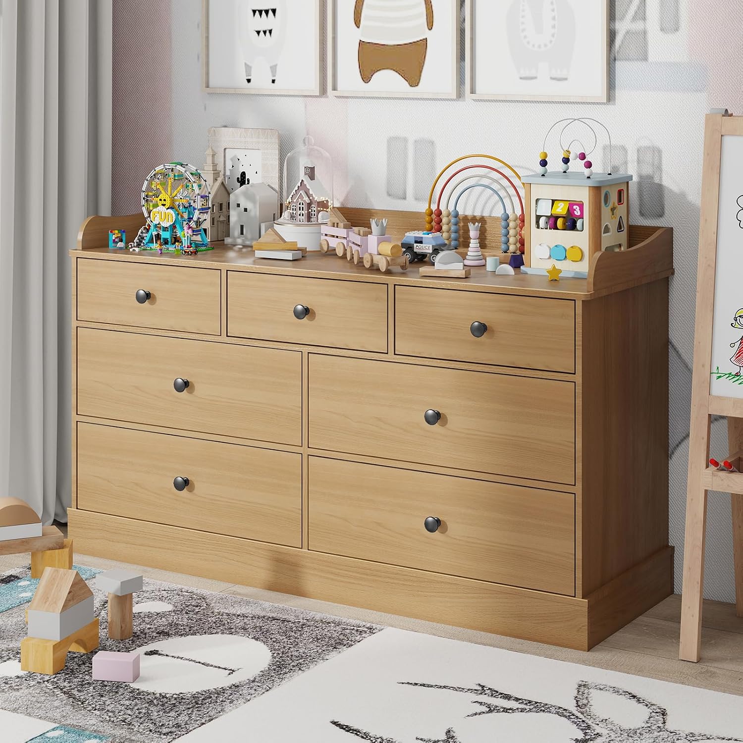 Kids Dresser Cabinet with 7 Dr - Baby Nursery Dresser Changing Table ulasan dan harga